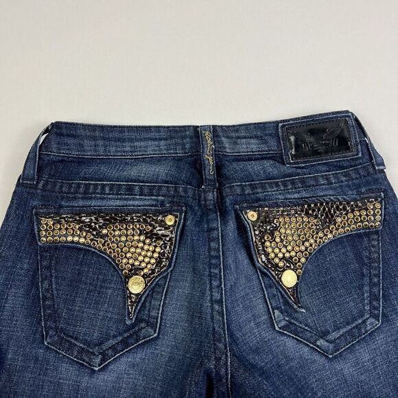 Robin's Jean Size 26 Gold Trim Wing Straight Dark Wash Women's Skinny Jeans - Picture 12 of 12
